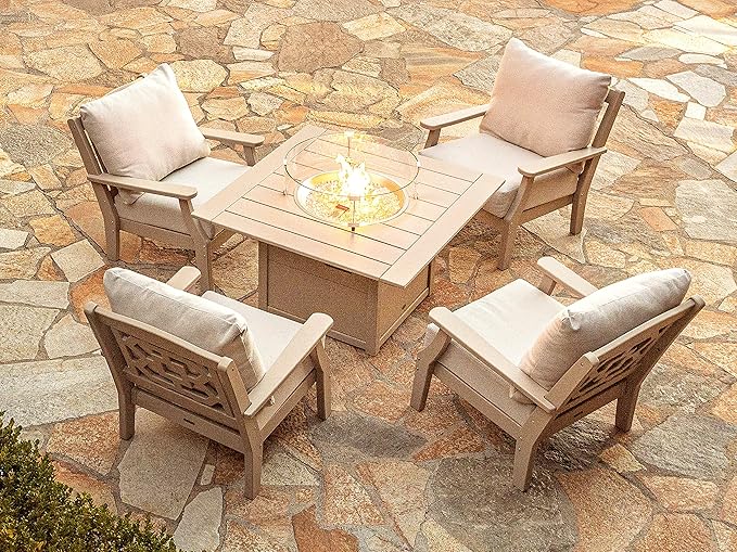 Martha Stewart by POLYWOOD® Chinoiserie Deep Seating Chair in Sand/Glacier Spa
