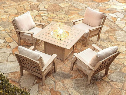 Martha Stewart by POLYWOOD® Chinoiserie Deep Seating Chair in Teak/Dune Burlap