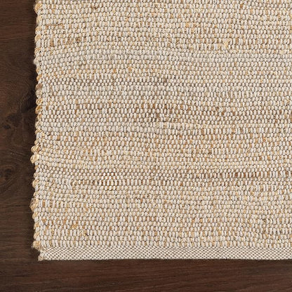 nuLOOM 2'6" x 4' Elfriede Jute & Cotton Hand Woven Area Rug, Natural, Solid Rustic Farmhouse Style, Weaved Design, Natural Fiber, For Bedroom, Living Room, Dining Room, Hallway, Office, Entryway