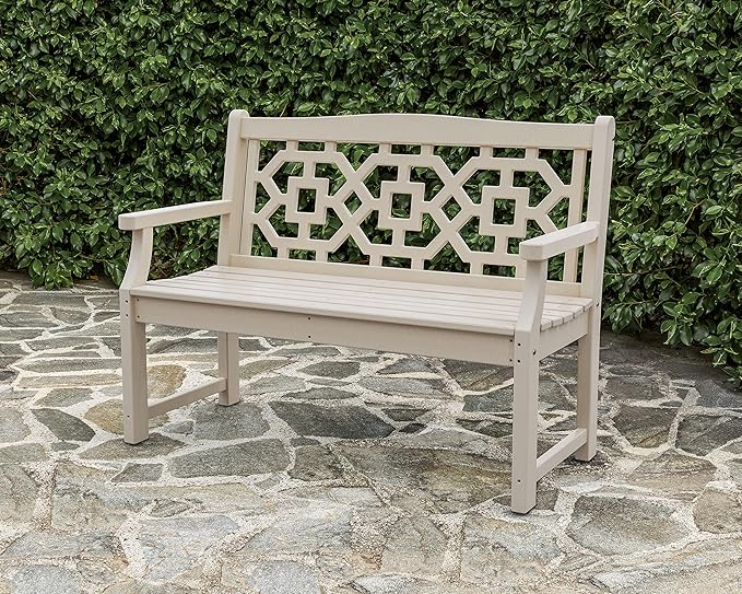Martha Stewart by POLYWOOD® Chinoiserie 48” Garden Bench in Slate Grey