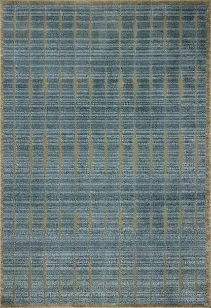 Loloi Chris Loves Julia Calvin Collection CLV-02 Ocean/Olive 3'-6" x 5'-6" Accent Rug Checkered Neutral Soft Living Room Bedroom Carpet