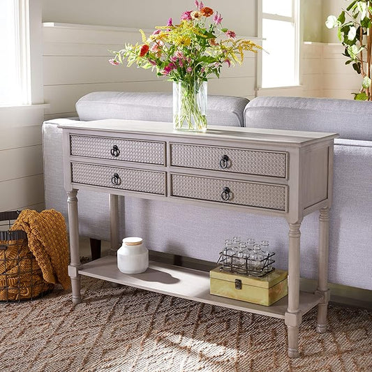Safavieh Home Collection Haines Greige 4-Drawer Bottom Shelf Console Table