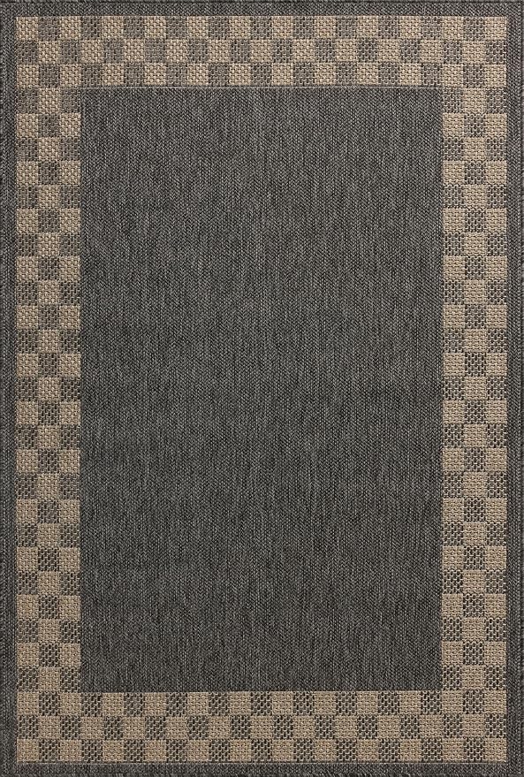 Loloi Chris Loves Julia Providence Collection PRC-01 Charcoal/Natural 6'-3" x 9'-2", .12" Pile Height, Indoor/Outdoor Area Rug