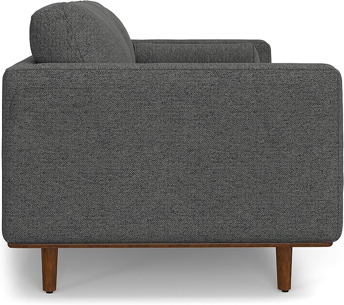 SIMPLIHOME Morrison Mid-Century Modern 89 inch Wide Sofa with Ottoman Set in Charcoal Grey Tightly Woven Performance Fabric for the Living Room and Family Room