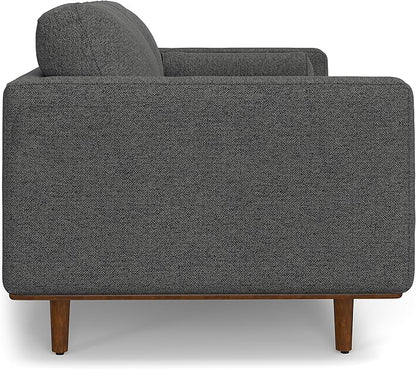 SIMPLIHOME Morrison Mid-Century Modern 89 inch Wide Sofa with Ottoman Set in Charcoal Grey Tightly Woven Performance Fabric for the Living Room and Family Room