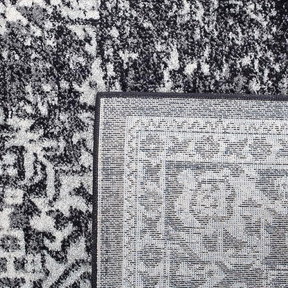 SAFAVIEH Evoke Collection Area Rug - 5'3" Square, Black & Grey, Distressed Design, Non-Shedding & Easy to Clean, Ideal for Living Room, Bedroom, Dining Space (EVK256R)