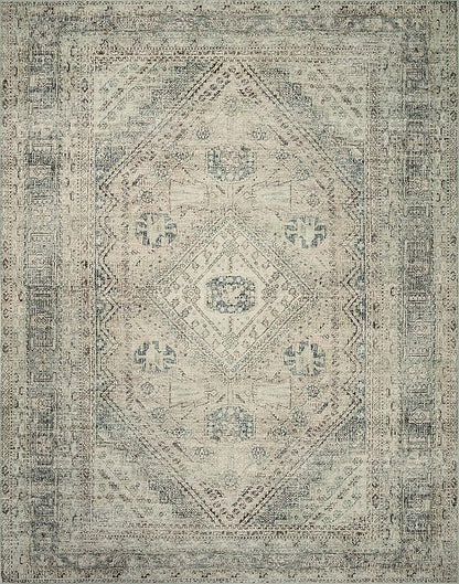 Loloi Magnolia Home by Joanna Gaines Sinclair Collection SIN-04 Natural/Sage 2'-3" x 3'-9", .25" Pile Height, Machine Washable, Accent Rug
