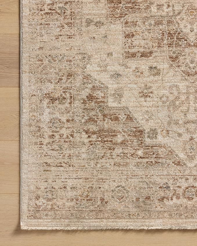 Loloi Magnolia Home by Joanna Gaines Junie Collection JUE-04 Natural/Clay 9'-6" x 9'-6", .38" Pile Height, Round Area Rug