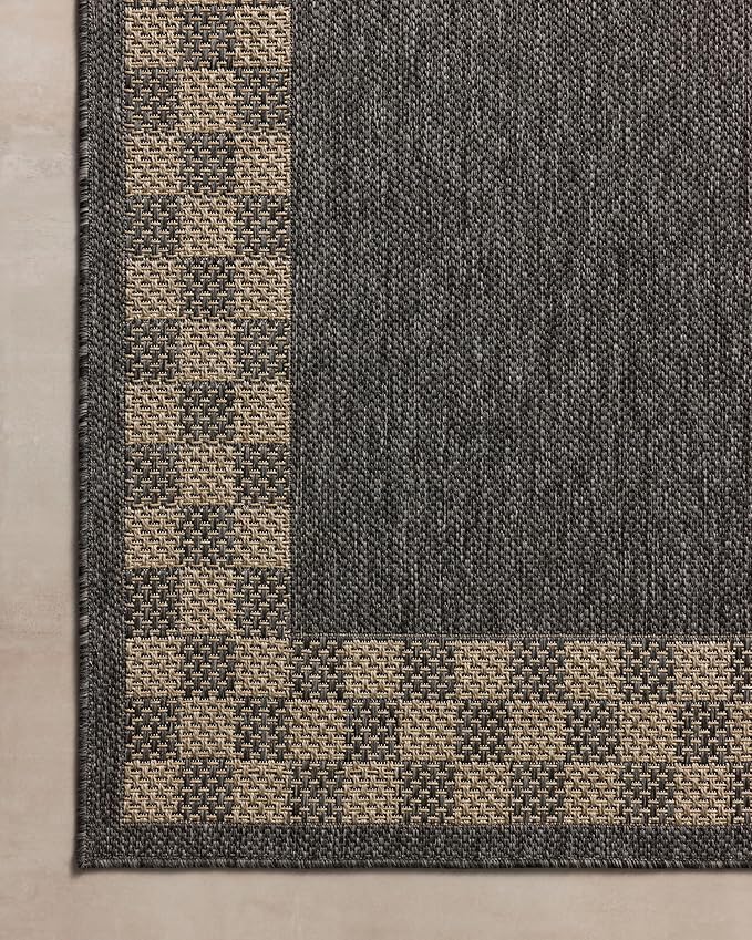 Loloi Chris Loves Julia Providence Collection PRC-01 Charcoal/Natural 6'-3" x 9'-2", .12" Pile Height, Indoor/Outdoor Area Rug