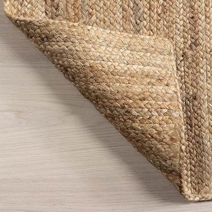 nuLOOM 6x9 Rigo Jute Hand Woven Area Rug, Natural, Solid Farmhouse Design, Natural Fiber, For Bedroom, Living Room, Dining Room, Hallway, Office, Kitchen, Entryway