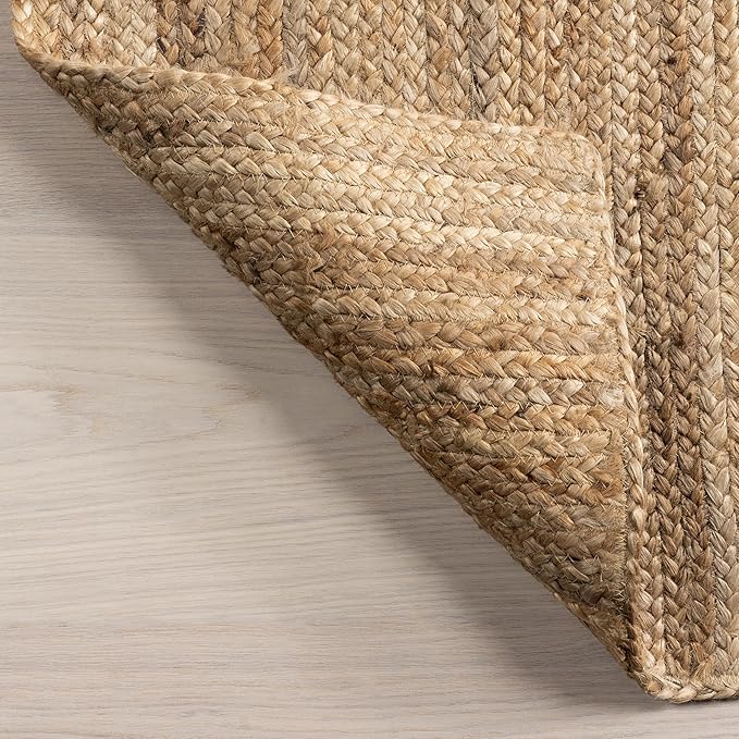 nuLOOM Oval 4x6 Rigo Jute Hand Woven Area Rug, Natural, Solid Farmhouse Design, Natural Fiber, For Bedroom, Living Room, Dining Room, Hallway, Office, Kitchen, Entryway