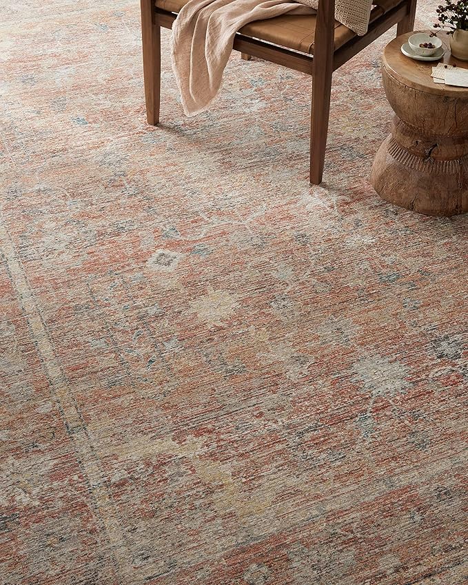 Loloi Magnolia Home by Joanna Gaines Millie Collection MIE-04 Sunset/Multi 9'-6" x 9'-6", .25" Pile Height, Round Area Rug