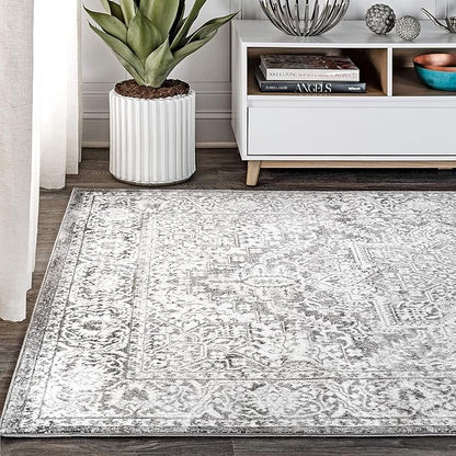 JONATHAN Y Modern Vintage Medallion Light Gray Runner Rug, 2x14, Country, Floral, Easy-Cleaning for Living Room, Bedroom, Kitchen, Pet Friendly, Non-Shedding (MDP100A-214)