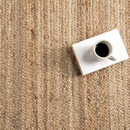 nuLOOM Oval 4x6 Rigo Jute Hand Woven Area Rug, Natural, Solid Farmhouse Design, Natural Fiber, For Bedroom, Living Room, Dining Room, Hallway, Office, Kitchen, Entryway
