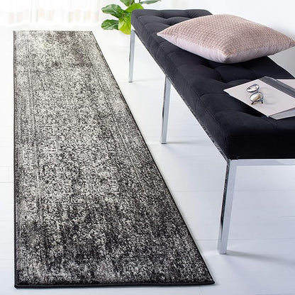 SAFAVIEH Evoke Collection Runner Rug - 2'2" x 17', Black & Grey, Distressed Design, Non-Shedding & Easy to Clean, Ideal for Foyer, Bedroom, Kitchen, Hallway (EVK256R)