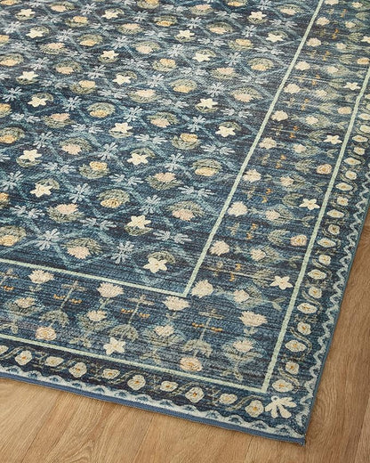 Loloi Rifle Paper Co. Eden Collection EDE-03 Lattice Indigo 2'-6" x 9'-6" Runner Rug feat. CloudPile™