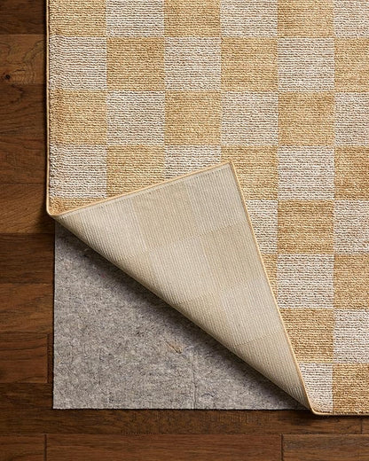 Loloi Chris Loves Julia Calvin Collection CLV-01 Apricot/Ivory 7'-10" x 7'-10" Round Area Rug Checkered Neutral Soft Living Room Bedroom Carpet
