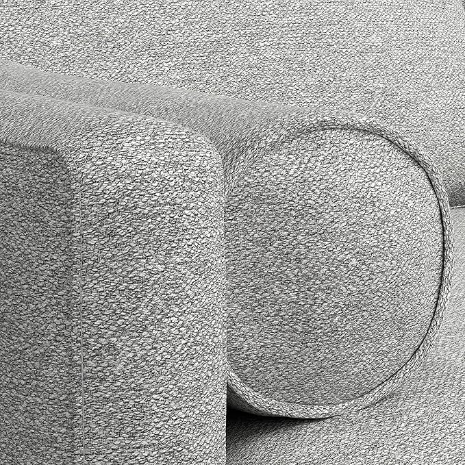 SIMPLIHOME Morrison Mid-Century Modern 72 inch Wide Sofa with Ottoman Set in Mist Grey Tightly Woven Performance Fabric for the Living Room and Family Room
