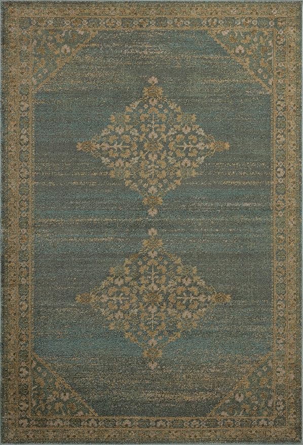 Loloi Magnolia Home by Joanna Gaines Mona Collection MOA-04 Aqua/Wheat 3'-7" x 5'-7" Accent Rug