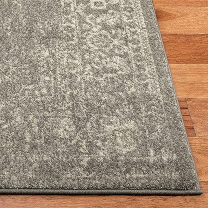 SAFAVIEH Evoke Collection Runner Rug - 2'2" x 17', Silver & Ivory, Distressed Design, Non-Shedding & Easy to Clean, Ideal for Foyer, Bedroom, Kitchen, Hallway (EVK256S)