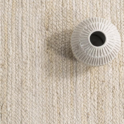 nuLOOM Oval 8x10 Rigo Jute Hand Woven Area Rug, Off White, Solid Farmhouse Design, Natural Fiber, For Bedroom, Living Room, Dining Room, Hallway, Office, Kitchen, Entryway