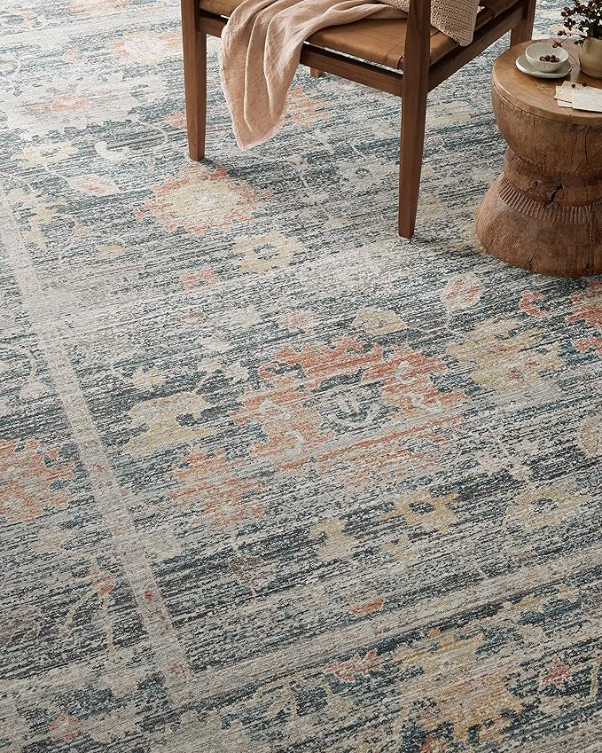 Loloi Magnolia Home by Joanna Gaines Millie Collection MIE-01 Blue/Multi 2'-7" x 10'-0", .25" Pile Height, Runner Rug