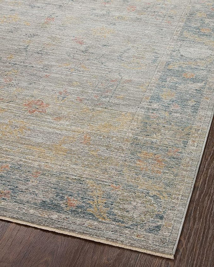 Loloi Magnolia Home by Joanna Gaines Millie Collection MIE-04 Slate/Multi 3'-6" x 5'-6", .25" Pile Height, Accent Rug
