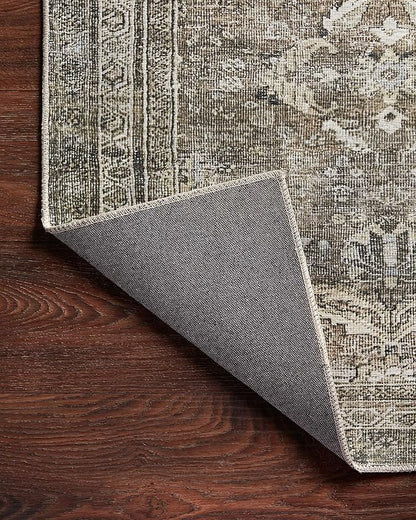 Loloi Layla Collection LAY-13 Antique/Moss 3'-6" x 5'-6" .13" Thick Accent Rug, Soft, Durable, Vintage Inspired, Distressed, Low Pile, Non-Shedding, Easy Clean, Printed, Living Room Rug