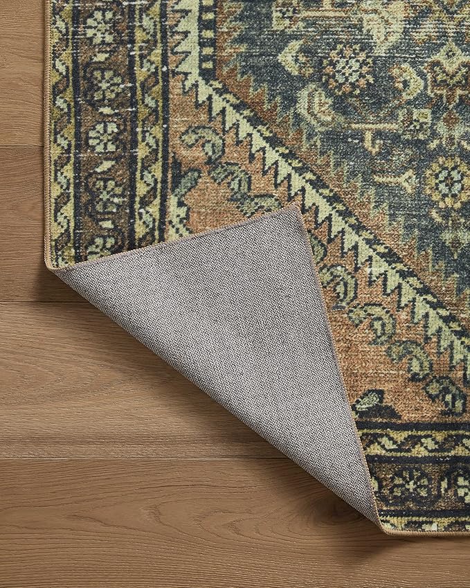 Loloi Magnolia Home by Joanna Gaines Banks Collection BAN-02 Denim/Clay 8'-6" x 11'-6", .13" Pile Height, Machine Washable, Area Rug