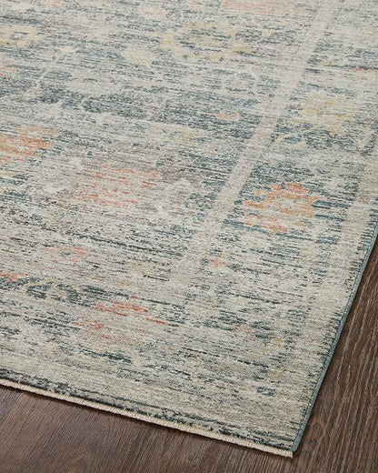 Loloi Magnolia Home by Joanna Gaines Millie Collection MIE-01 Blue/Multi 2'-7" x 10'-0", .25" Pile Height, Runner Rug