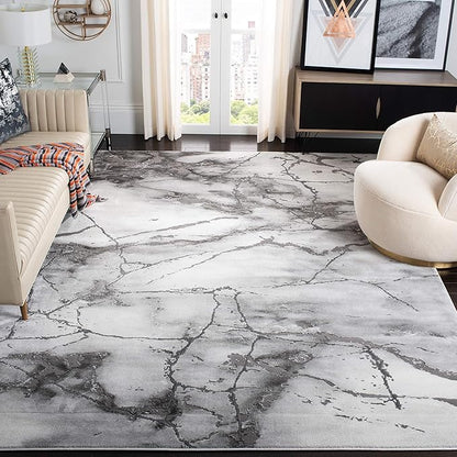 SAFAVIEH Craft Collection Area Rug - 10'6" x 14', Grey & Silver, Modern Abstract Design, Non-Shedding & Easy Care, Ideal for High Traffic Areas in Living Room, Bedroom (CFT877G)