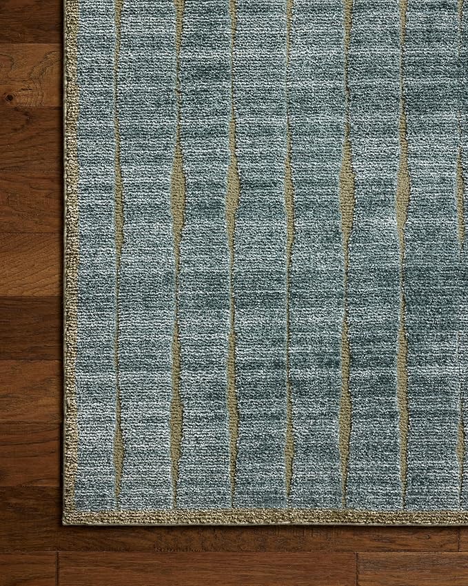 Loloi Chris Loves Julia Calvin Collection CLV-02 Ocean/Olive 2'-3" x 3'-10" Accent Rug Checkered Neutral Soft Living Room Bedroom Carpet