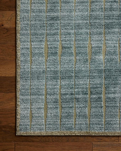 Loloi Chris Loves Julia Calvin Collection CLV-02 Ocean/Olive 3'-6" x 5'-6" Accent Rug Checkered Neutral Soft Living Room Bedroom Carpet