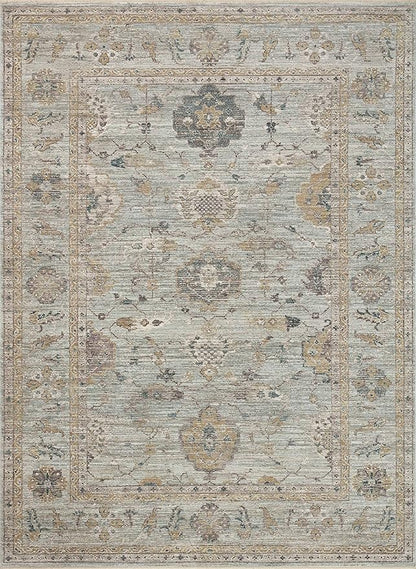 Loloi Magnolia Home by Joanna Gaines Millie Collection MIE-02 Sky/Gold 2'-3" x 3'-10", .25" Pile Height, Accent Rug