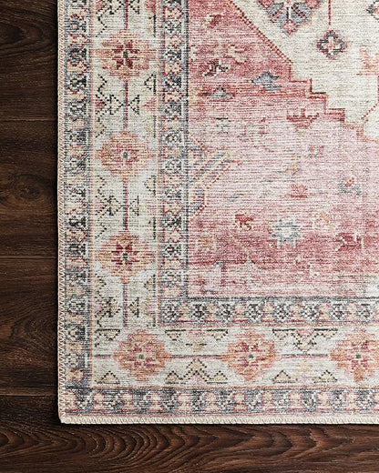 Loloi Skye Collection SKY-02 Ivory/Berry 2'-6" x 12'-0" Runner Rug
