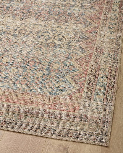 Loloi Angela Rose Aubrey Collection AUB-03 Ocean/Spice 7'-6" x 7'-6", .19" Pile Height, Round Area Rug
