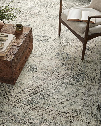 Loloi Magnolia Home by Joanna Gaines Sinclair Collection SIN-04 Natural/Sage 3'-6" x 5'-6", .25" Pile Height, Machine Washable, Accent Rug