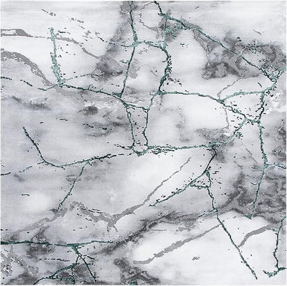 SAFAVIEH Craft Collection Area Rug - 8' Square, Grey & Green, Modern Abstract Design, Non-Shedding & Easy Care, Ideal for High Traffic Areas in Living Room, Bedroom (CFT877Y)