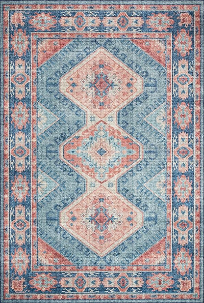 Loloi II Skye Collection SKY-03 Turquoise/Terracotta 7'-6" x 9'-6" Area Rug
