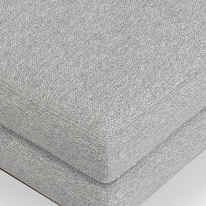 SIMPLIHOME Morrison Mid-Century Modern 72 inch Wide Sofa with Ottoman Set in Mist Grey Tightly Woven Performance Fabric for the Living Room and Family Room