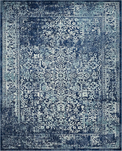 SAFAVIEH Evoke Collection 11' x 15' Navy/Ivory EVK256A Oriental Distressed Non-Shedding Living Room Bedroom Dining Home Office Area Rug