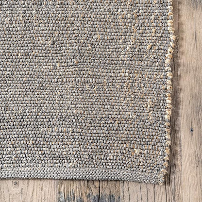 nuLOOM 11'6" x 14'6" Elfriede Jute & Cotton Hand Woven Area Rug, Elfriede Grey, Solid Rustic Farmhouse Style, Weaved Design, Natural Fiber, for Bedroom, Living Room, Hallway, Office, Entryway