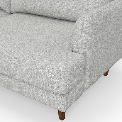 SIMPLIHOME Livingston 90-inch Wide Sofa in Mist Grey Woven-Blend Fabric, Handcrafted Mid-Century Modern Oversized 3-Seater Couch Sofa for Living Room or Family Room, Solid Wood Frame