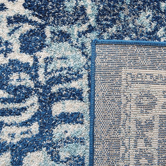 SAFAVIEH Area Rug 8x10 - Evoke Collection - Large - Navy & Ivory, Distressed Design, Non-Shedding & Easy Cleaning, Ideal for Living Room, Bedroom, Dining Space (EVK256A)