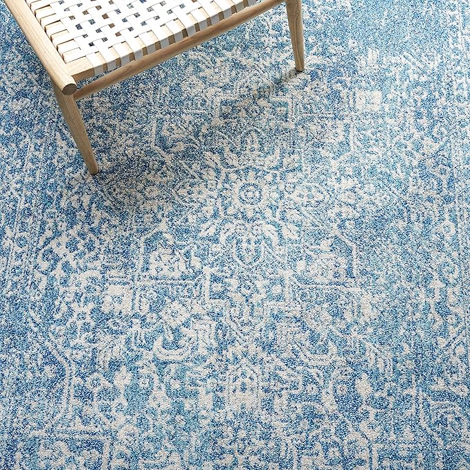 SAFAVIEH Evoke Collection 9' x 12' Blue/Ivory EVK256C Oriental Distressed Non-Shedding Living Room Bedroom Dining Home Office Area Rug