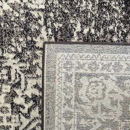 SAFAVIEH Evoke Collection Area Rug - 6'7" Square, Black & Grey, Distressed Design, Non-Shedding & Easy to Clean, Ideal for Living Room, Bedroom, Dining Space (EVK256R)