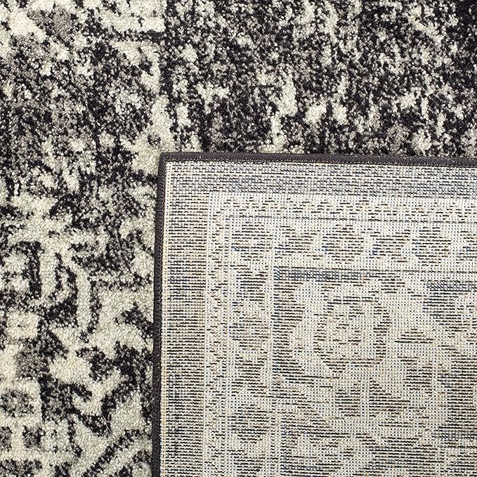 SAFAVIEH Area Rug 10x14 - Evoke Collection - Large - Black & Grey, Distressed Design, Non-Shedding & Easy to Clean, Ideal for Living Room, Bedroom, Dining Space (EVK256R)