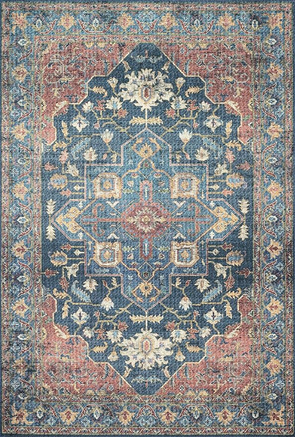 Loloi Skye Collection SKY-08 Denim/Brick 8'-0" x 8'-0" Round Area Rug